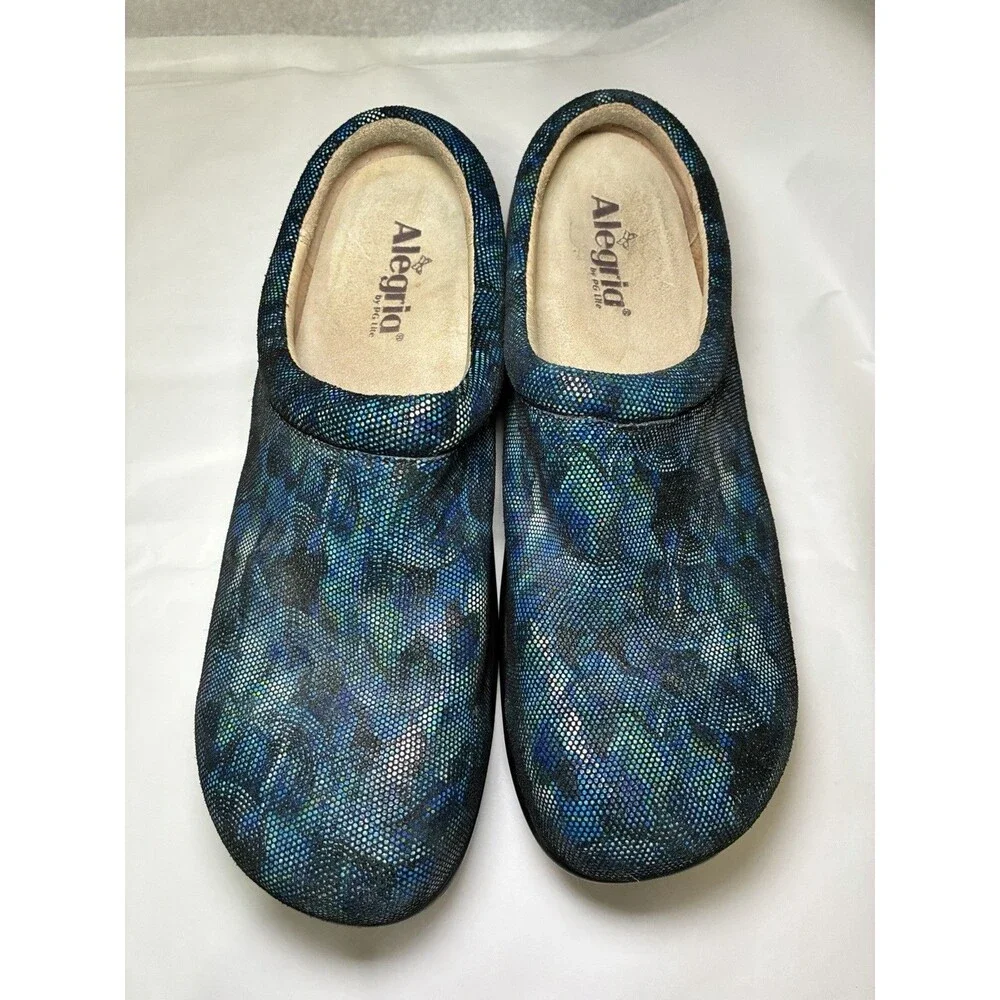 Alegria Kay 673 Womens Size 42/11.5 Slip On Snakeskin Shimmer Leather Clogs